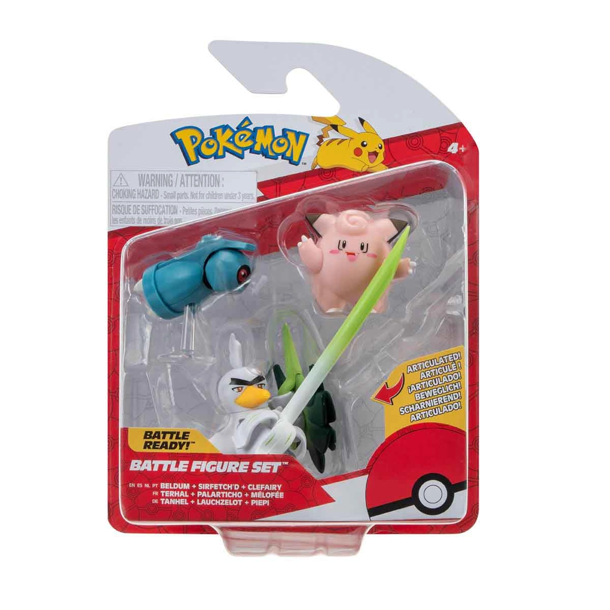 3 Bonecos Beldum, Sirfetch'D E Clefairy - Pokemon