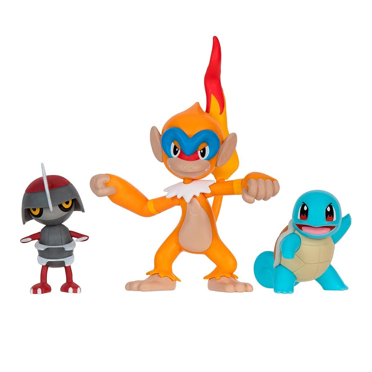 3 Bonecos Pawniard, Monferno E Squirtle - Pokemon