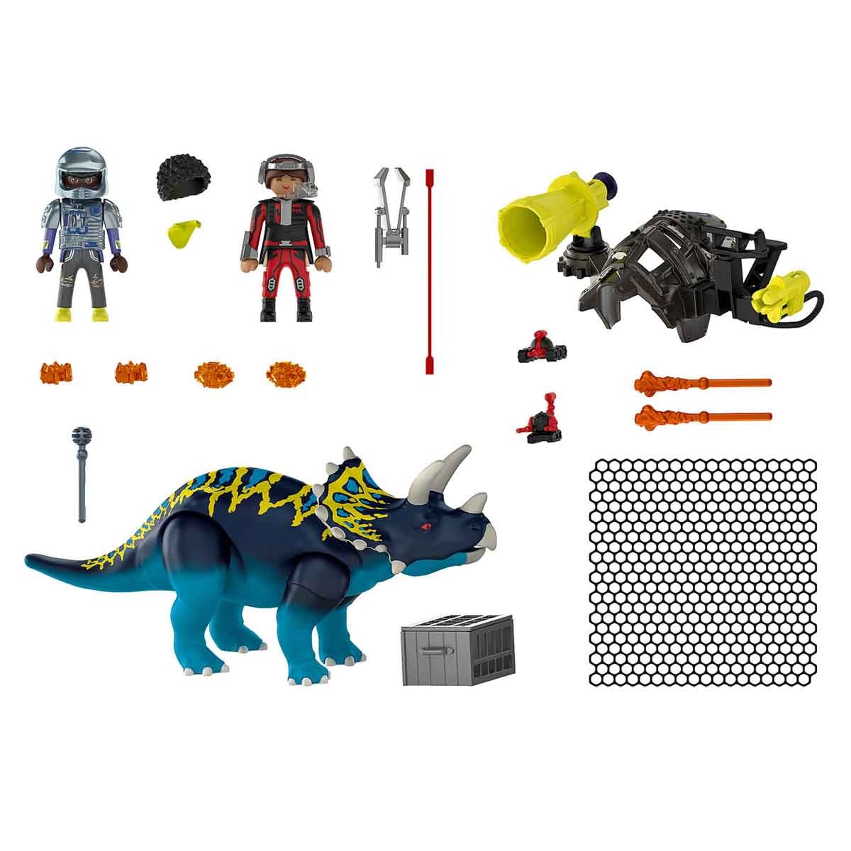 Playmobil - Triceratops Batalha Pelas Pedras Lendárias - Dino Rise - 70627