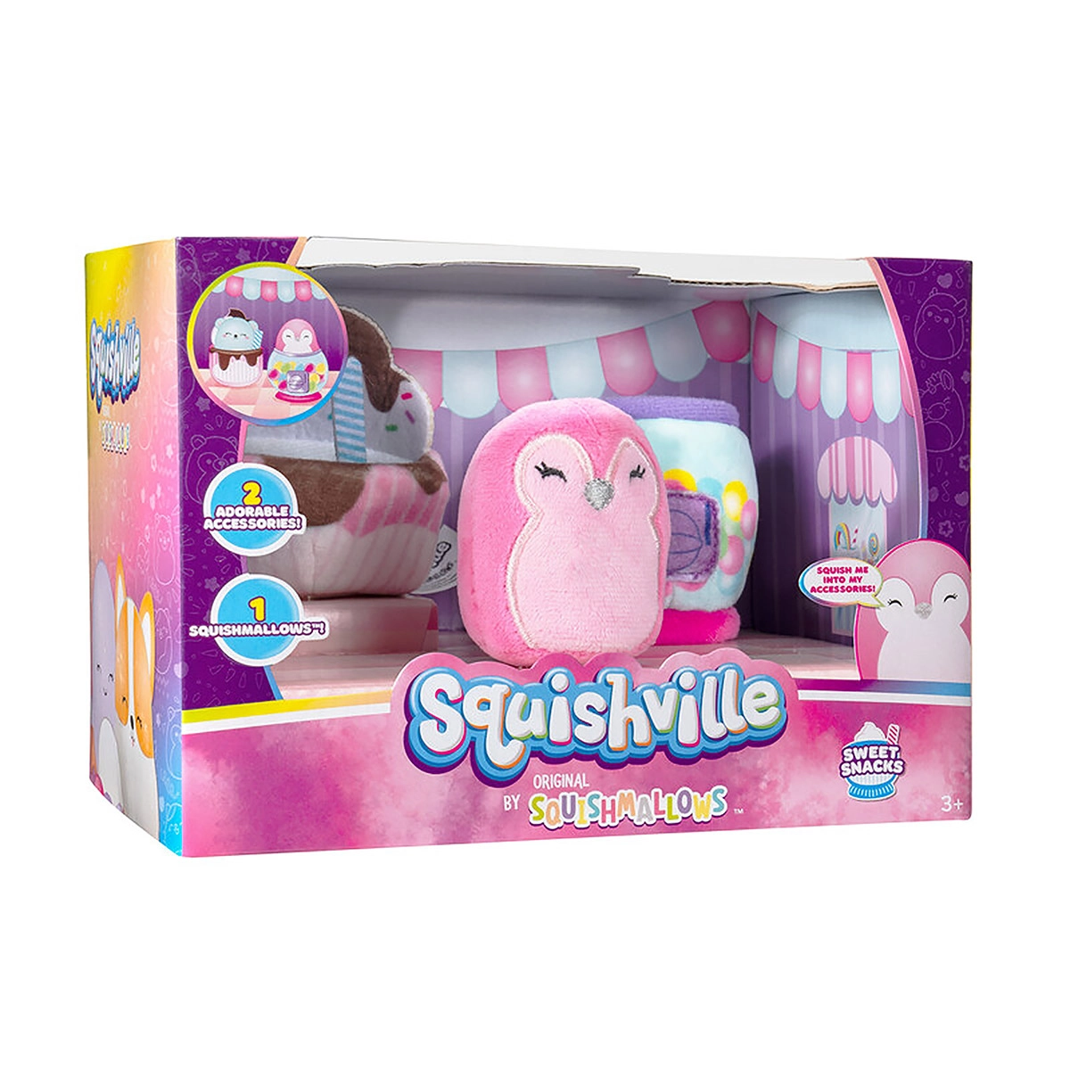 Squishville - Mini Squishmallows +2 Acessórios - Sweet Snacks