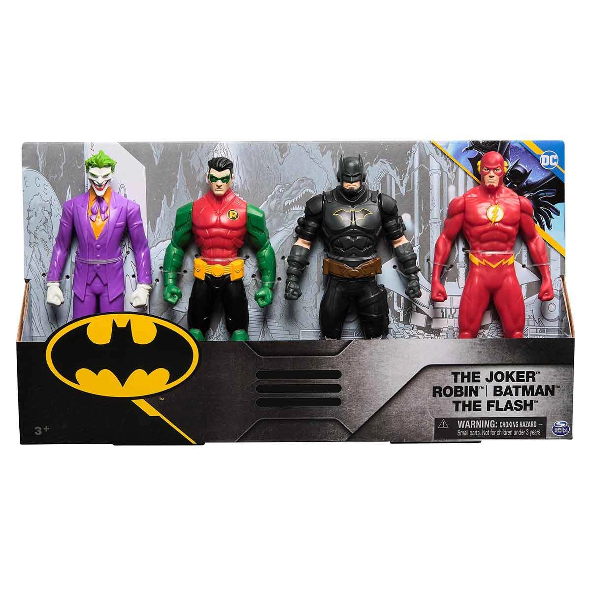4 Bonecos Coringa, Robin, Batman E Flash De 15Cm - Batman Dc
