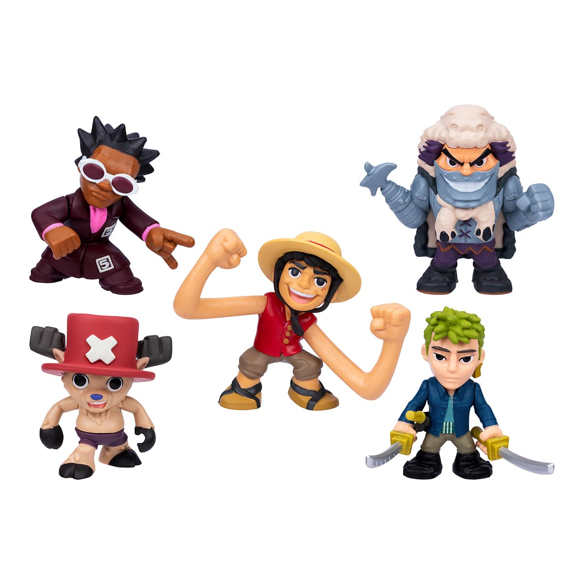 5 Bonecos Luffy, Zoro, Chopper, Wapol e Mr.5 - One Piece