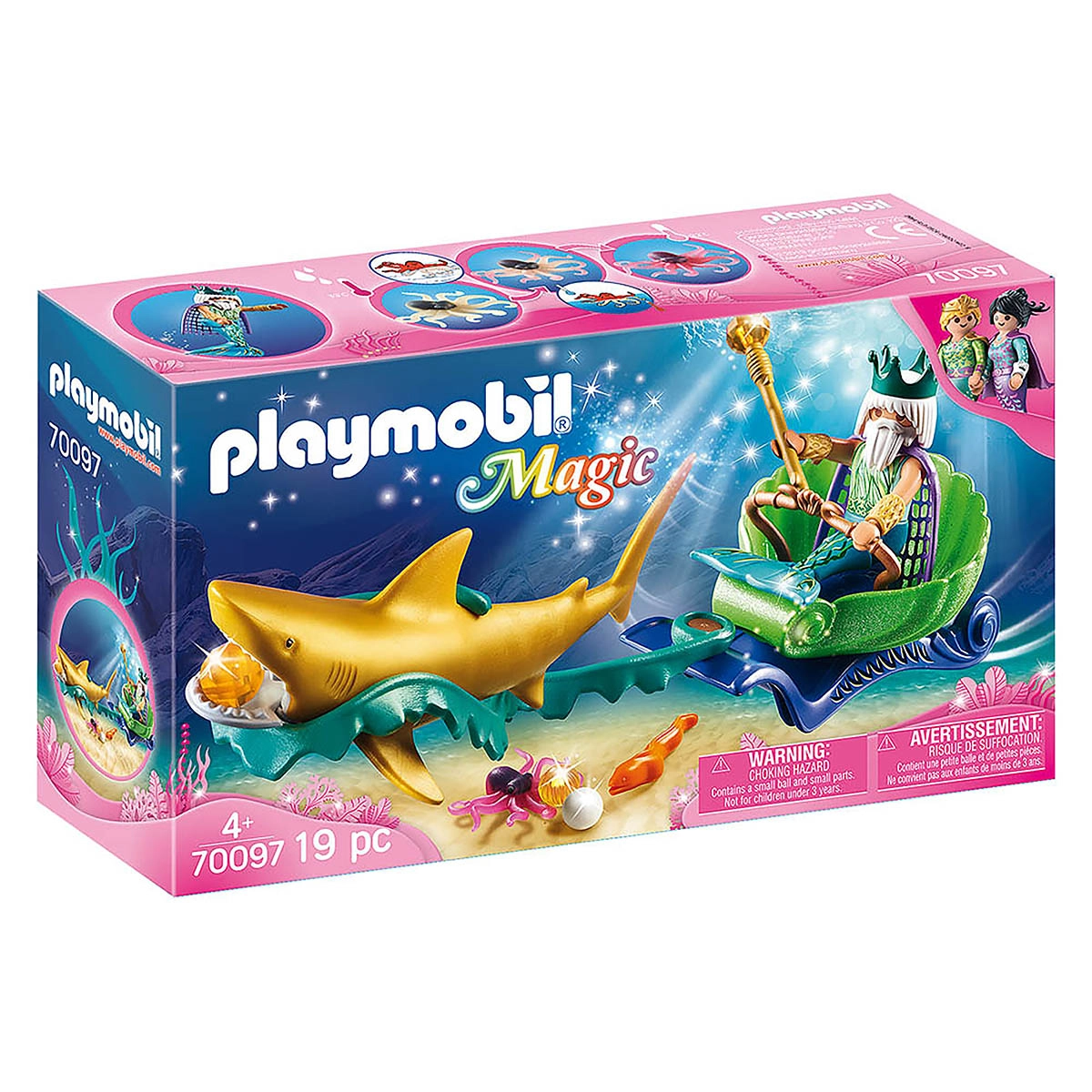 Playmobil - Rei Do Mar Com Carruagem De Tubarão - Magic - 70097 Playmobil - Rei Do Mar Com Carruagem De Tubarão - Magic - 70097