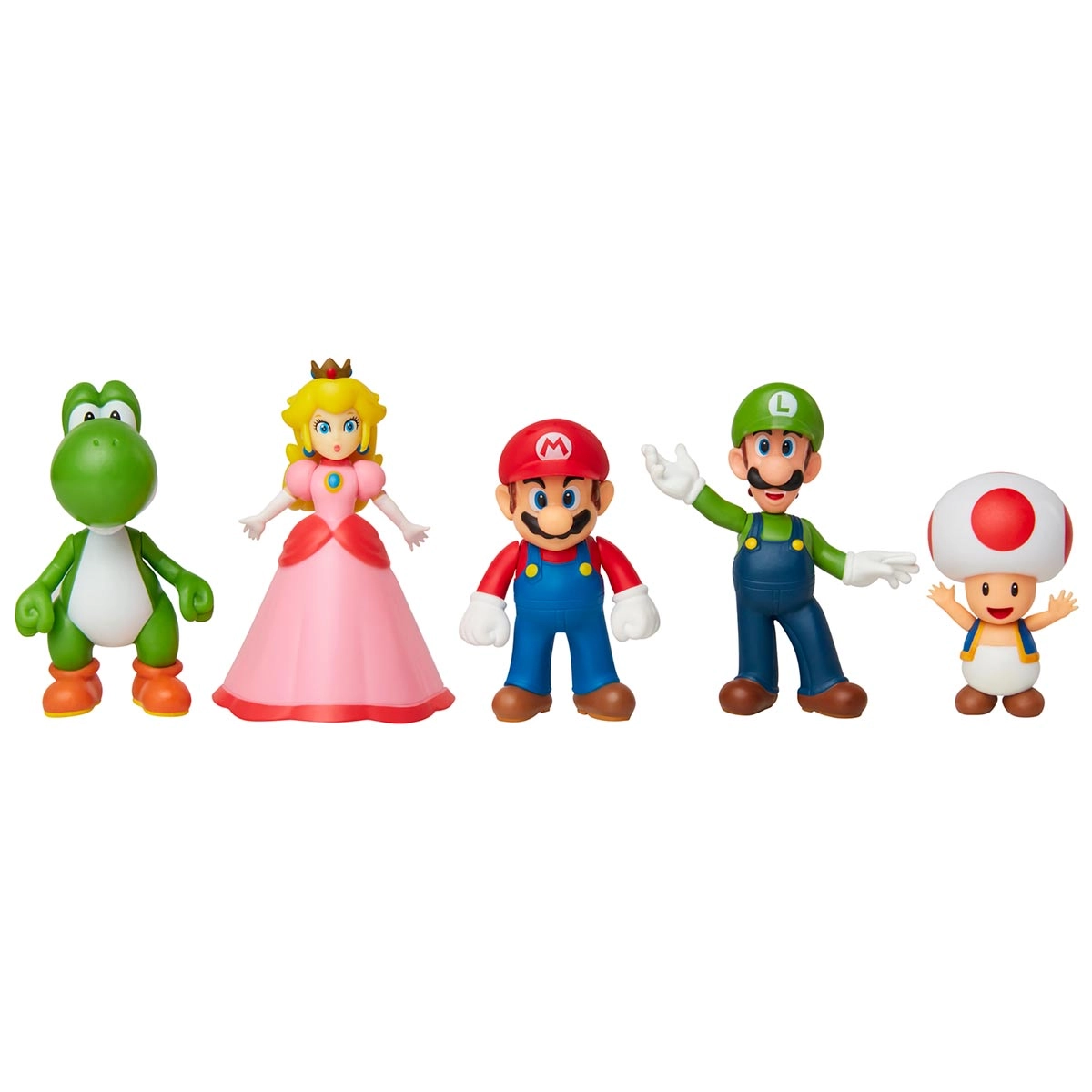 5 Bonecos Mario, Luigi, Yoshi, Toad E Peach - Super Mario