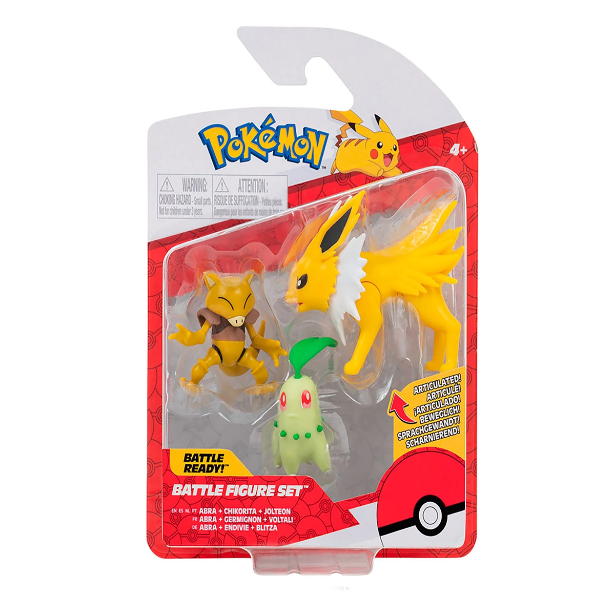 Pokémon - 3 Figuras De Ação - Abra, Chikorita E Jolteon