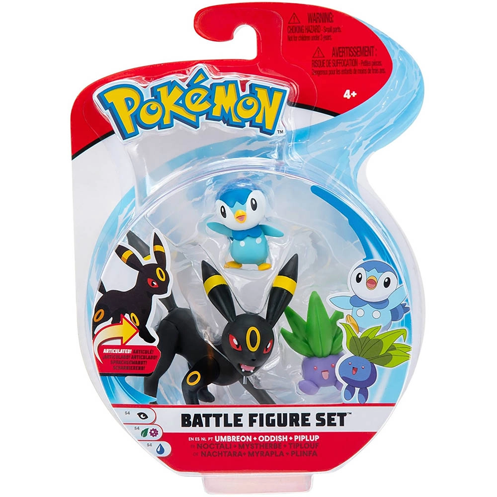 Pokémon - 3 Figuras De Ação - Umbreon + Oddish + Piplup