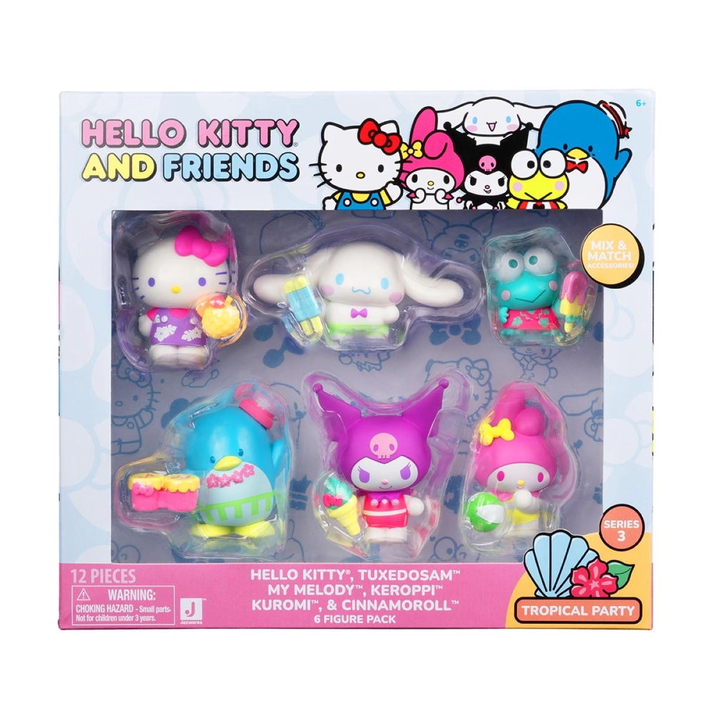 6 Bonecos Colecao Hello Kitty Tropical Party - Hello Kitty