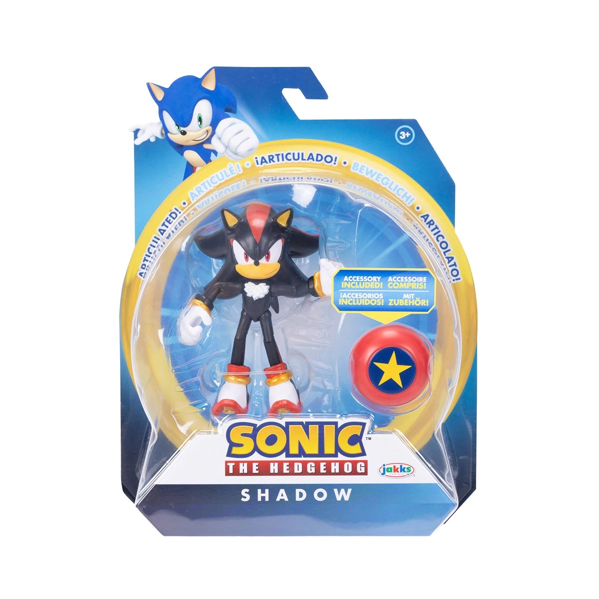 Sonic - Boneco 10cm Shadow Com Mola Vermelha