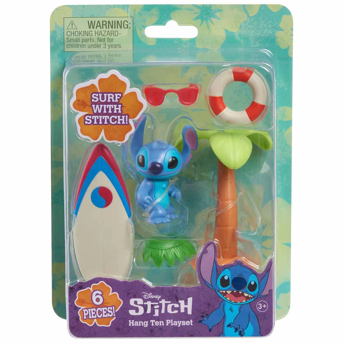 Boneco Stitch De 5Cm Com Acessórios Hang Ten - Stitch