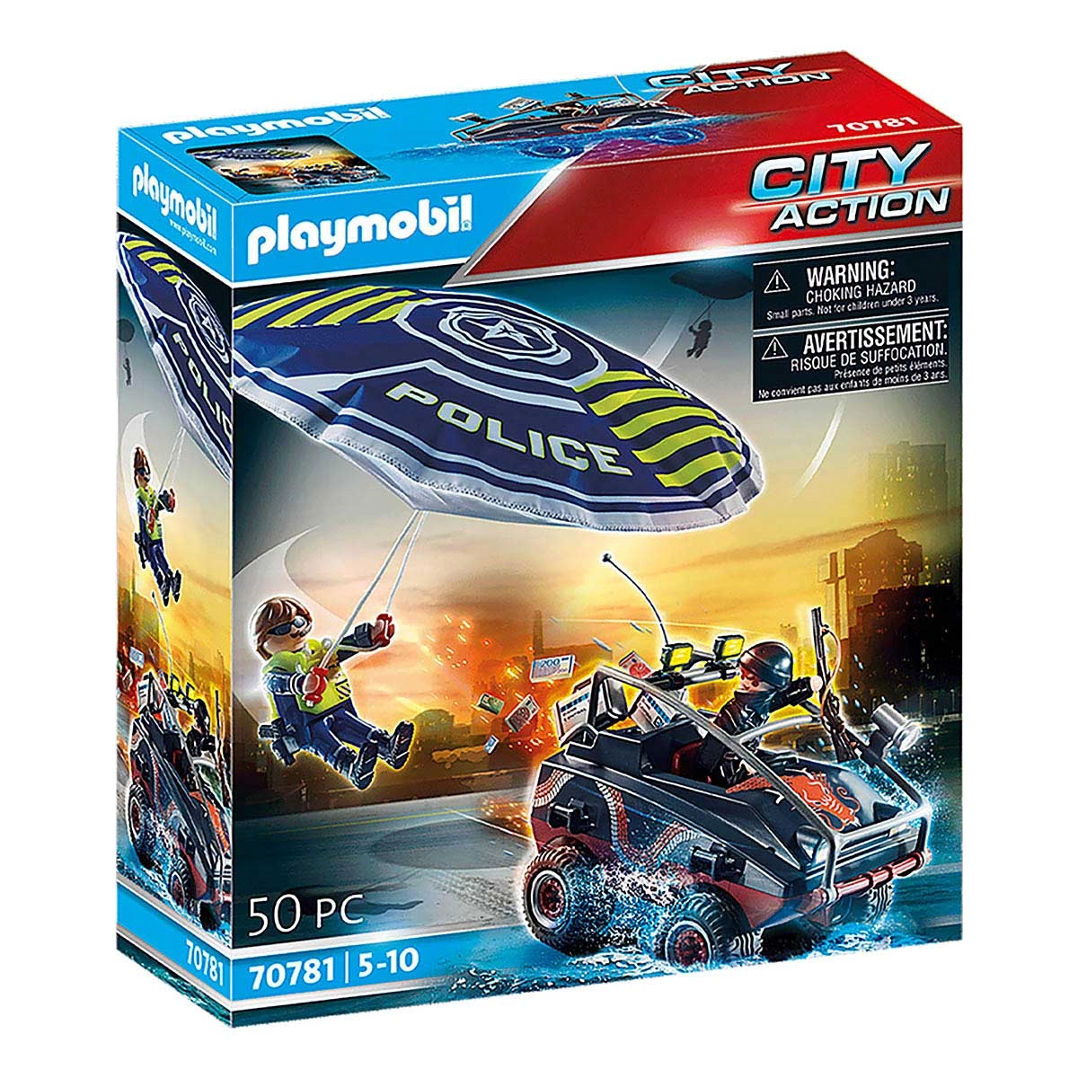 Playmobil - Polícia Com Paraquedas E Veículo Anfíbio - City Action - 70781 Playmobil - Polícia Com Paraquedas E Veículo Anfíbio - City Action - 70781
