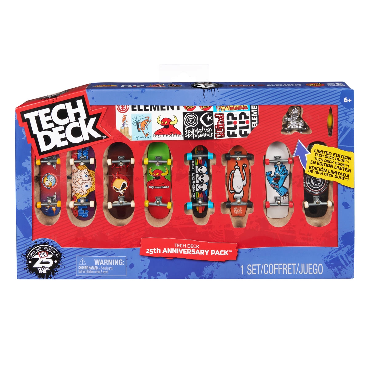 Tech Deck - Pack Com 8 Skates De Dedo Aniversário De 25 Anos