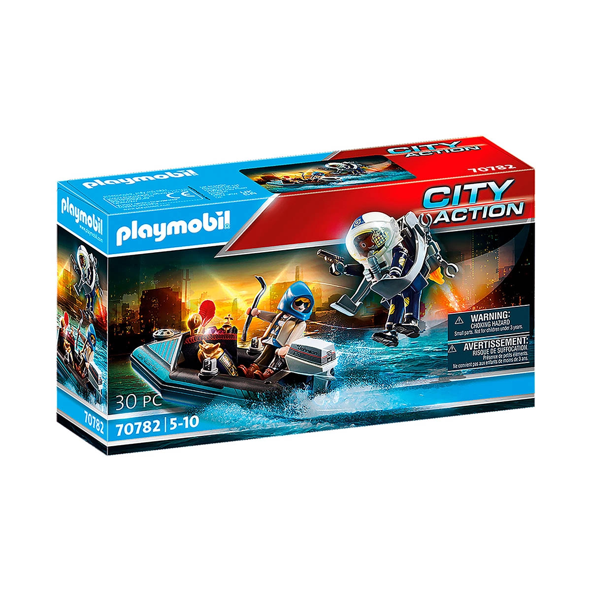 Playmobil - Polícia Com Jet Pack E Barco - City Action - 70782 Playmobil - Polícia Com Jet Pack E Barco - City Action - 70782