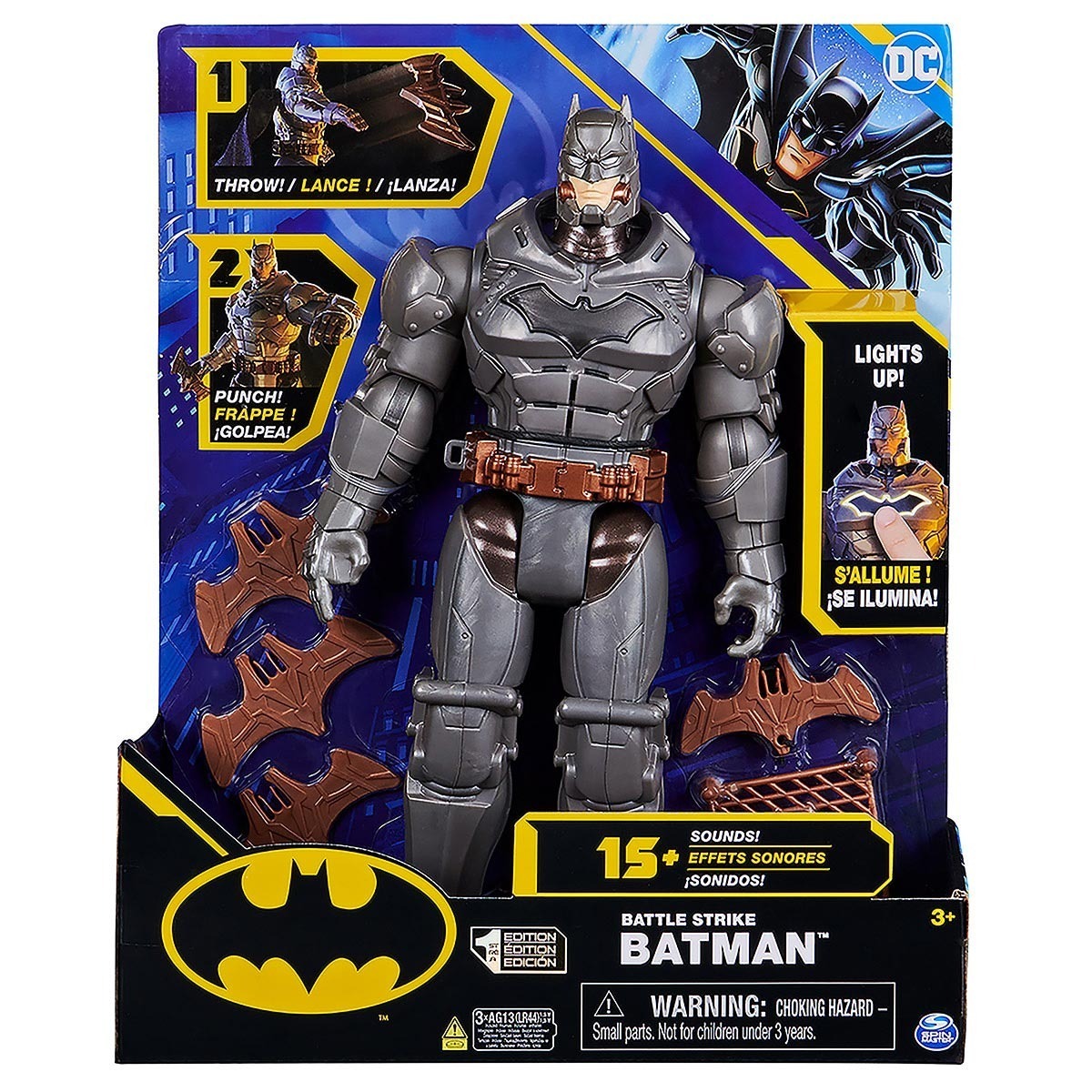 Boneco Batman De Luxo Battle Strike 30Cm Com Acessórios - Dc