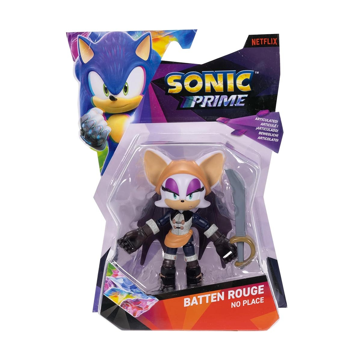 Boneca Articulada Batten Rouge No Place De 13Cm -Sonic Prime