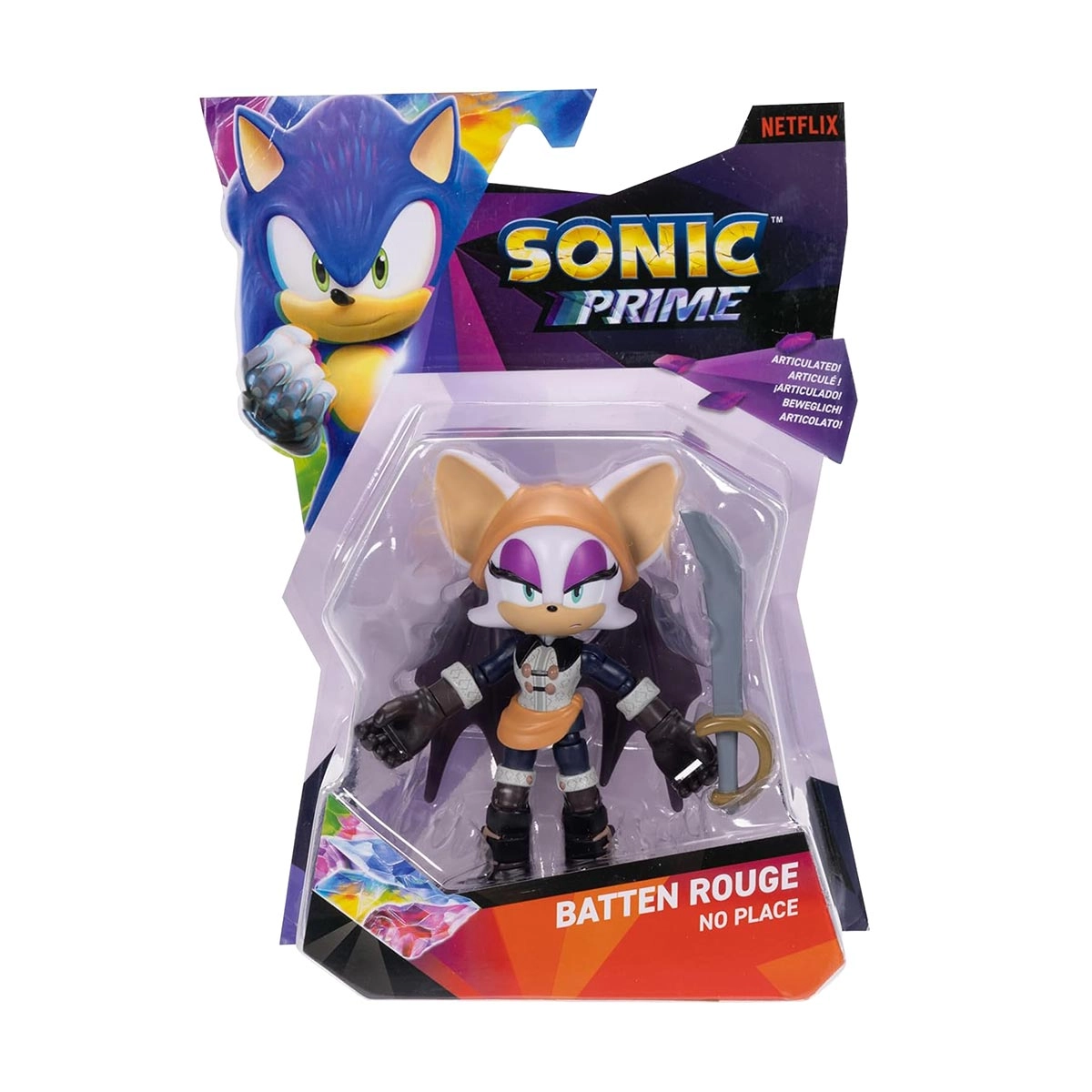 Boneca Articulada Batten Rouge No Place De 13Cm -Sonic Prime
