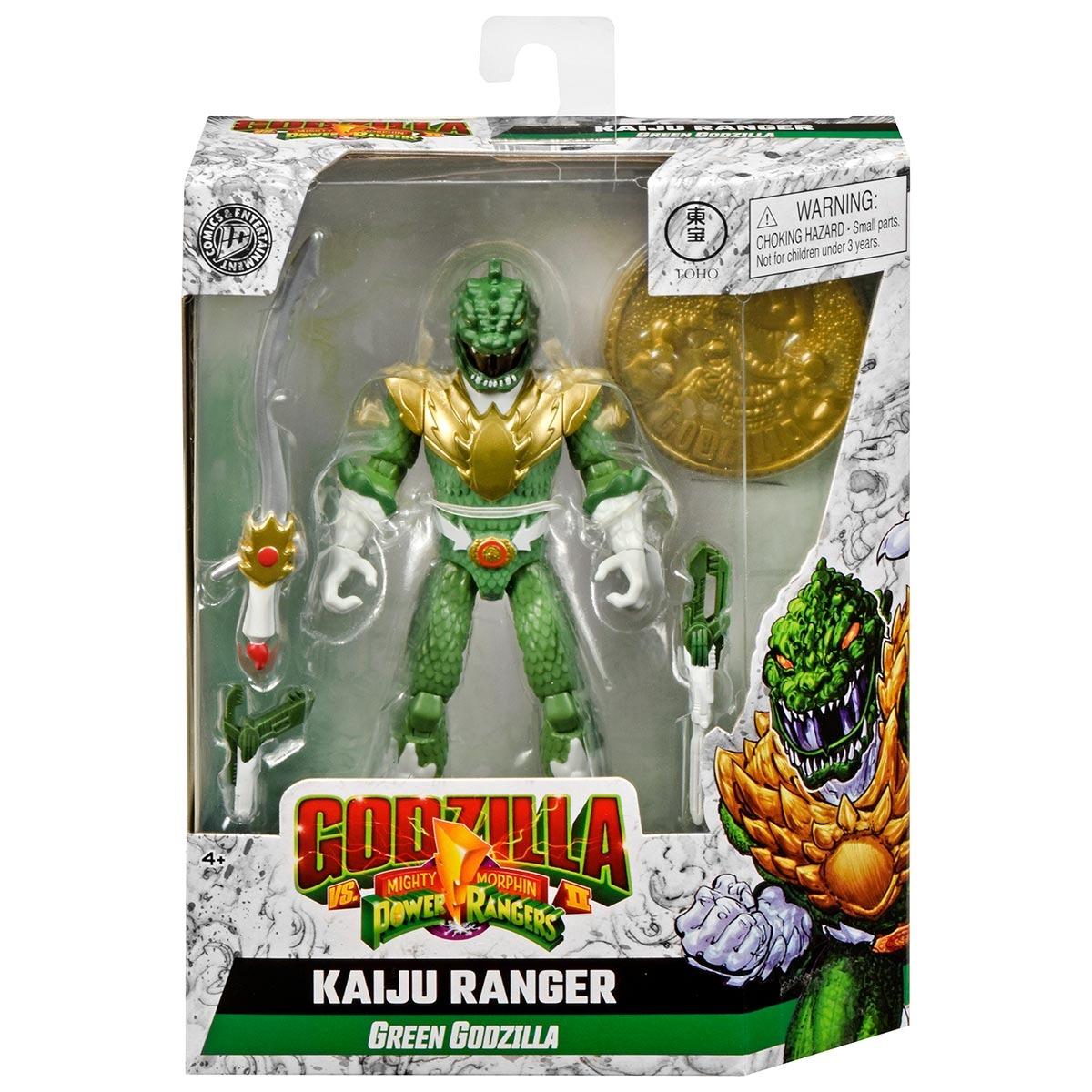 Boneco Godzilla Verde + Acessórios - Power Rangers Kaiju