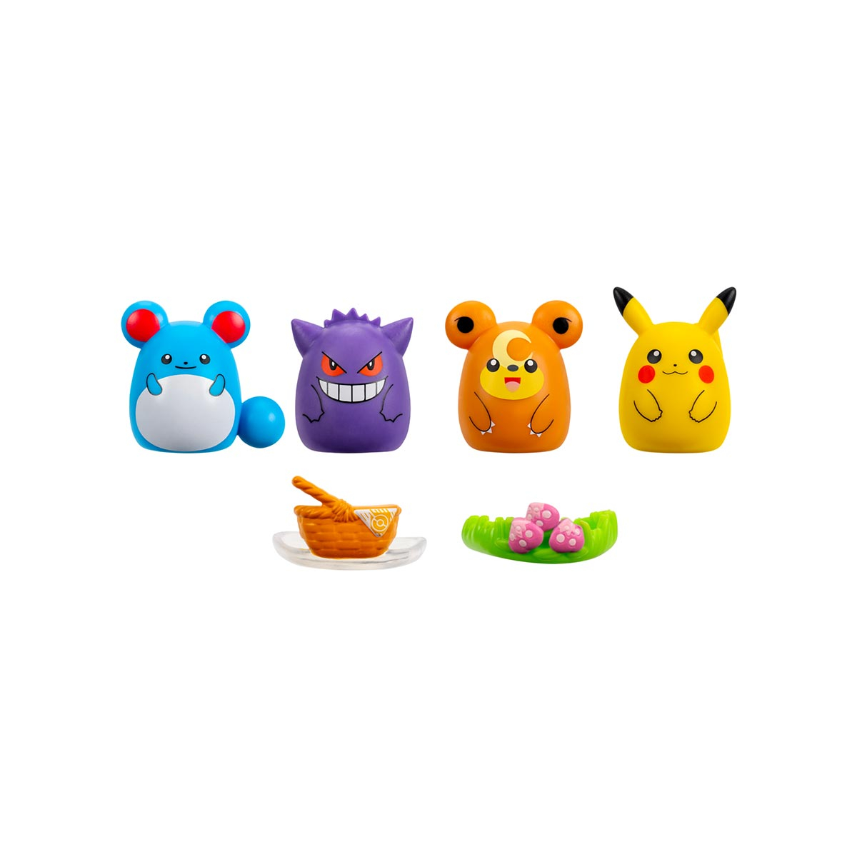 4 Bonecos Pokémon Pikachu, Gengar, Teddiursa e Maril - Squish A Longs