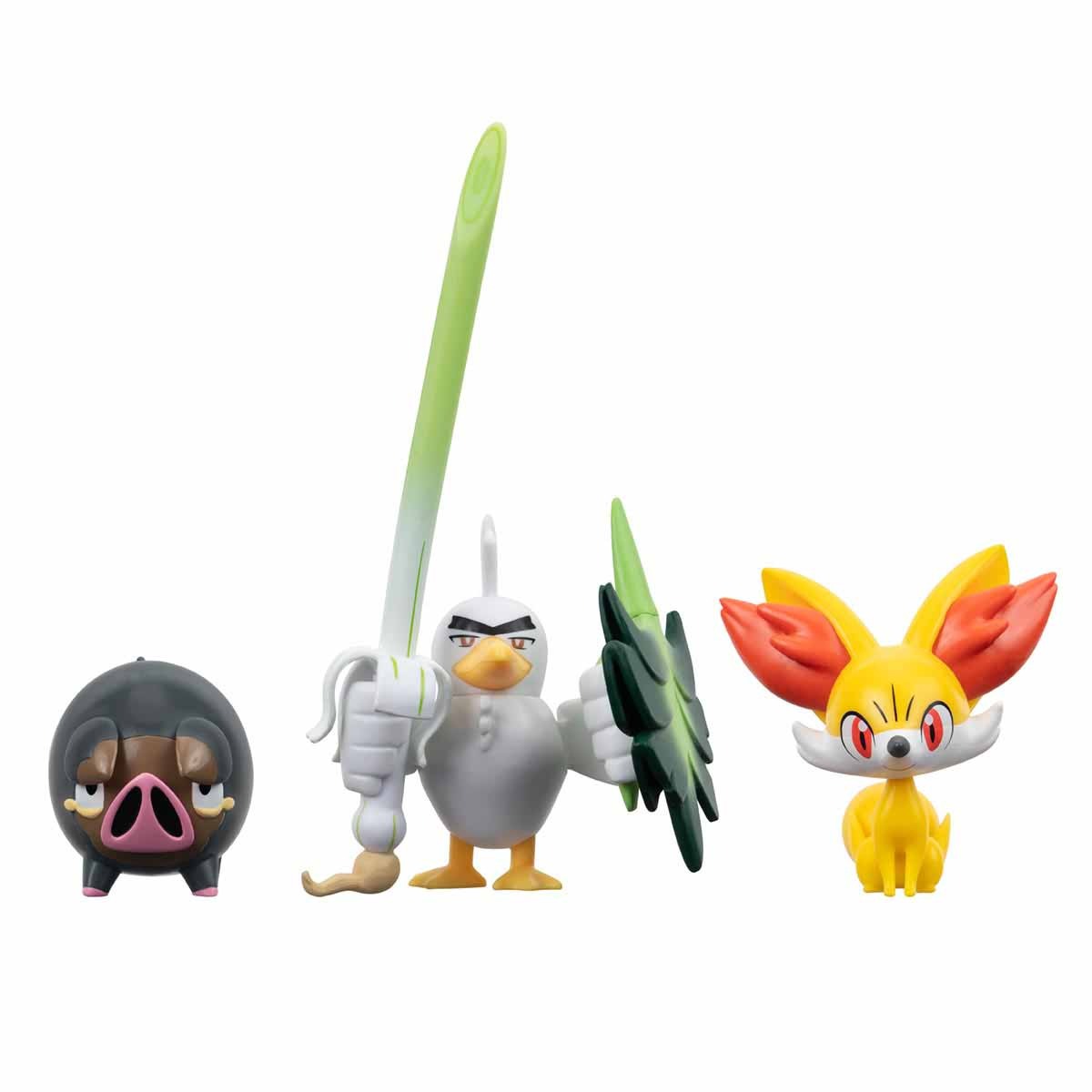 3 Bonecos Lechonk, Sirfetch´d e Fennekin - Pokémon