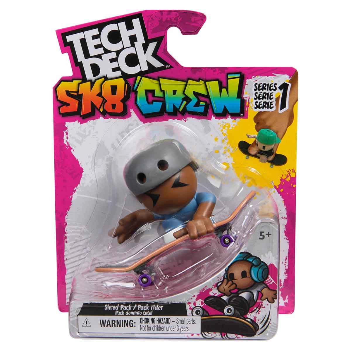 Skate De Dedo E Boneco Sk8 Crew (Capacete Cinza) -Tech Deck