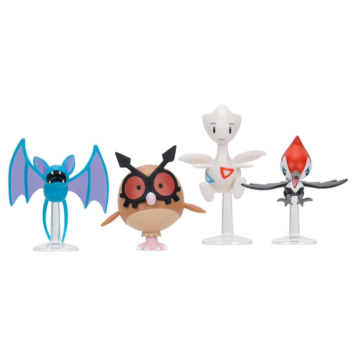 4 Bonecos Togetic, Pikipek, Zubat e Hoothoot - Pokémon
