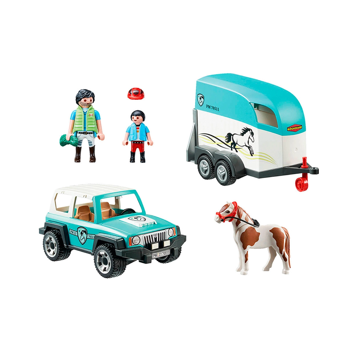 Playmobil - Carro Com Reboque Para Pónei - Country - 70511 Playmobil - Carro Com Reboque Para Pónei - Country - 70511