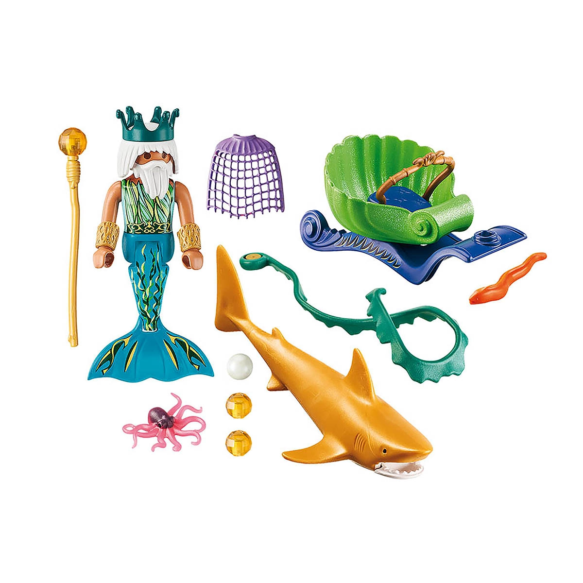 Playmobil - Rei Do Mar Com Carruagem De Tubarão - Magic - 70097 Playmobil - Rei Do Mar Com Carruagem De Tubarão - Magic - 70097