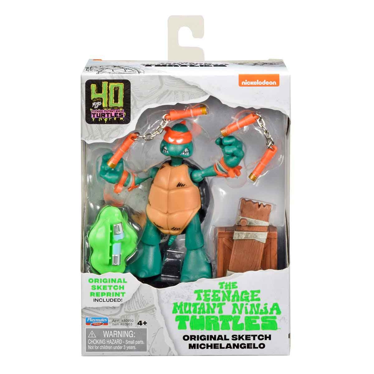 Boneco Mikey (Sketch) 11Cm Com Acessorios - Tartarugas Ninja