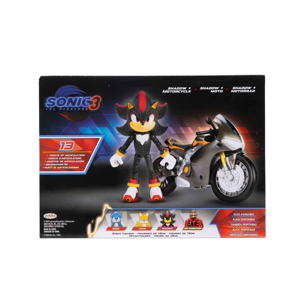 Boneco Shadow Com Moto - Sonic 3: O Filme Boneco Shadow Com Moto - Sonic 3: O Filme