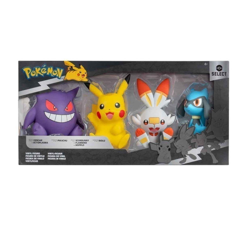 Bonecos Pikachu, Gengar, Scorbunny E Riolu - Pokemon