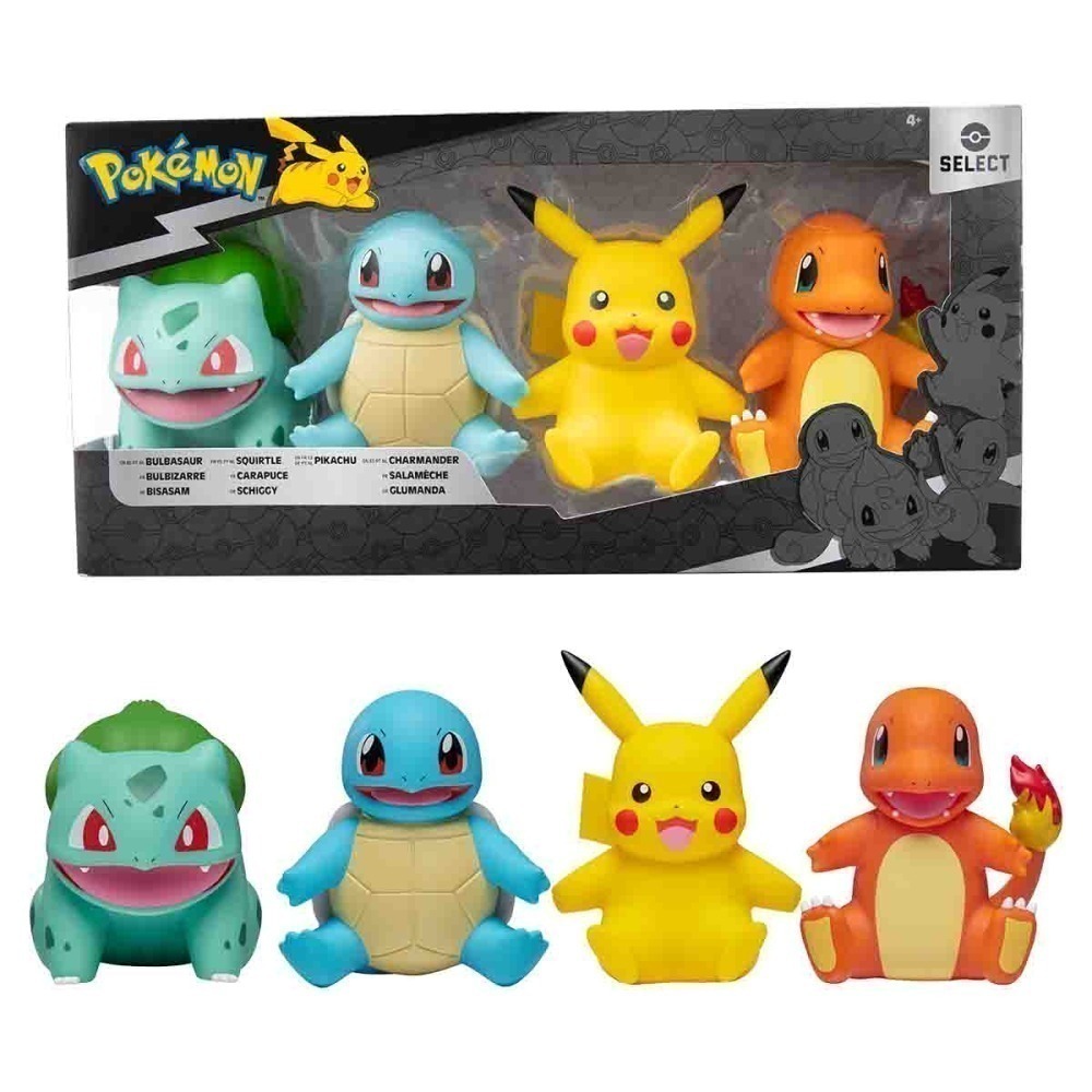 Bonecos Pokemon Pikachu, Charmander, Squirtle E Bulbassauro