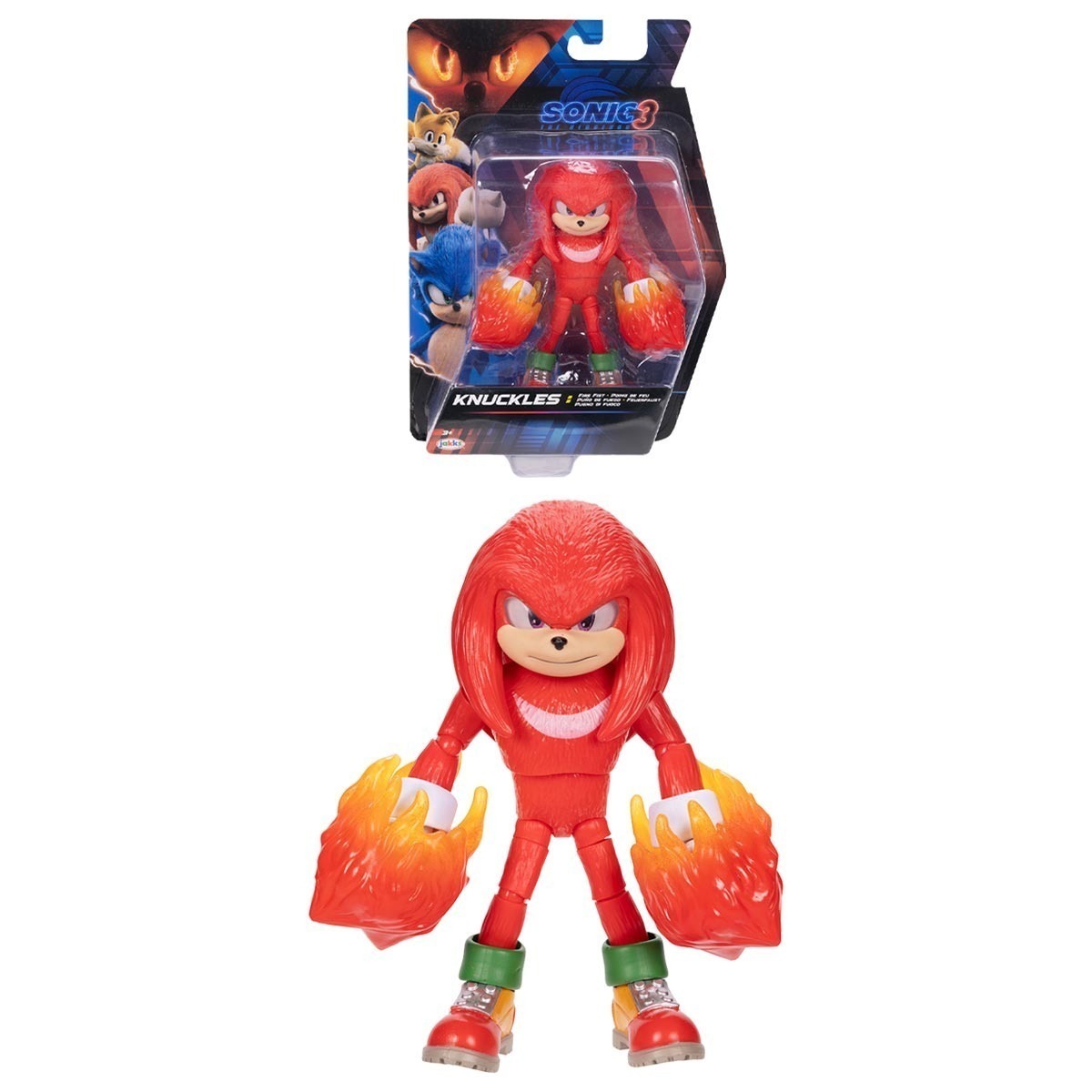 Boneco Knuckles de 12cm com Punho de Fogo - Sonic 3 Filme