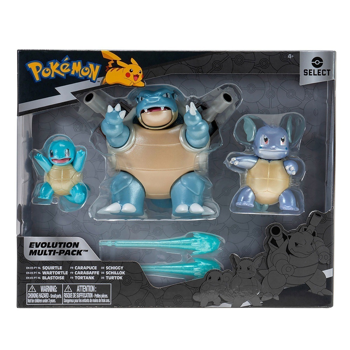 Pokemon - 3 Figuras - Squirtle, Wartortle E Blastoise Pokemon - 3 Figuras - Squirtle, Wartortle E Blastoise