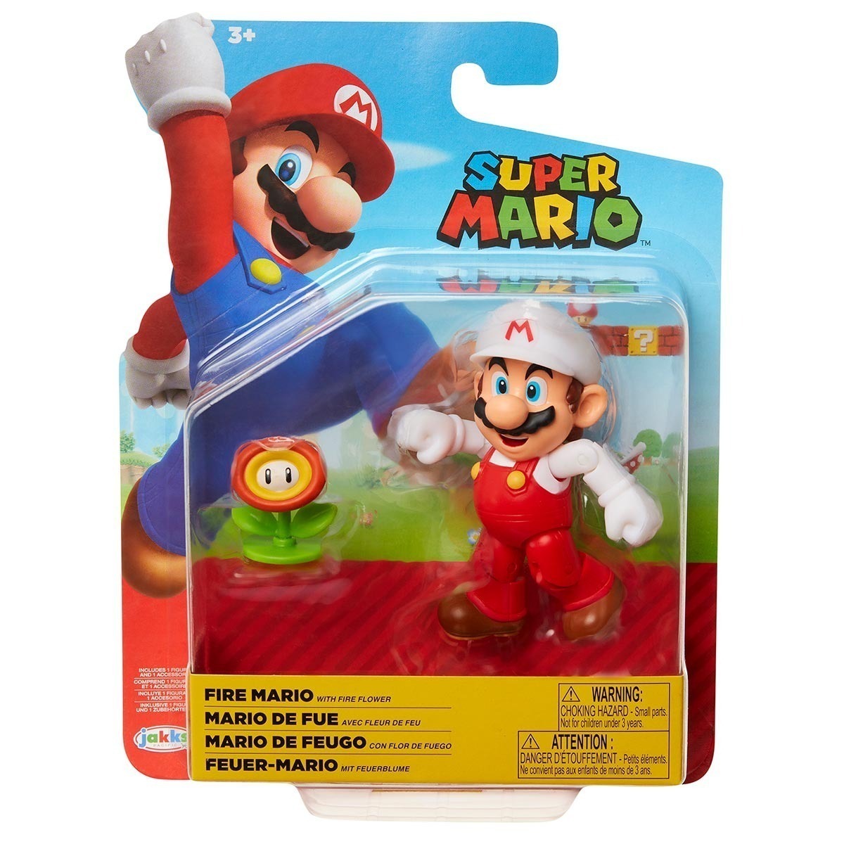 Boneco Mario De Fogo De 10Cm Com Flor De Fogo - Super Mario