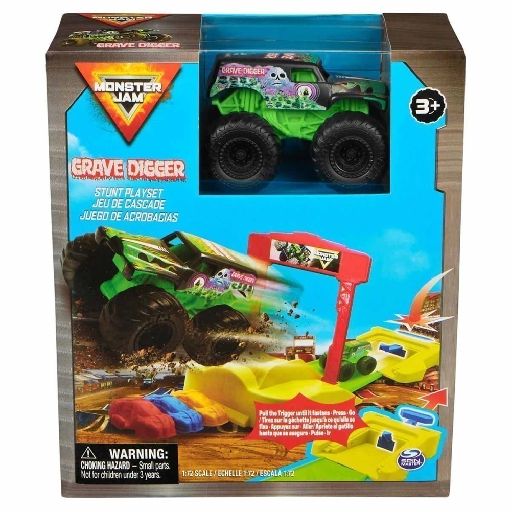Carrinho Grave Digger E Rampa Com Lancador - Monster Jam