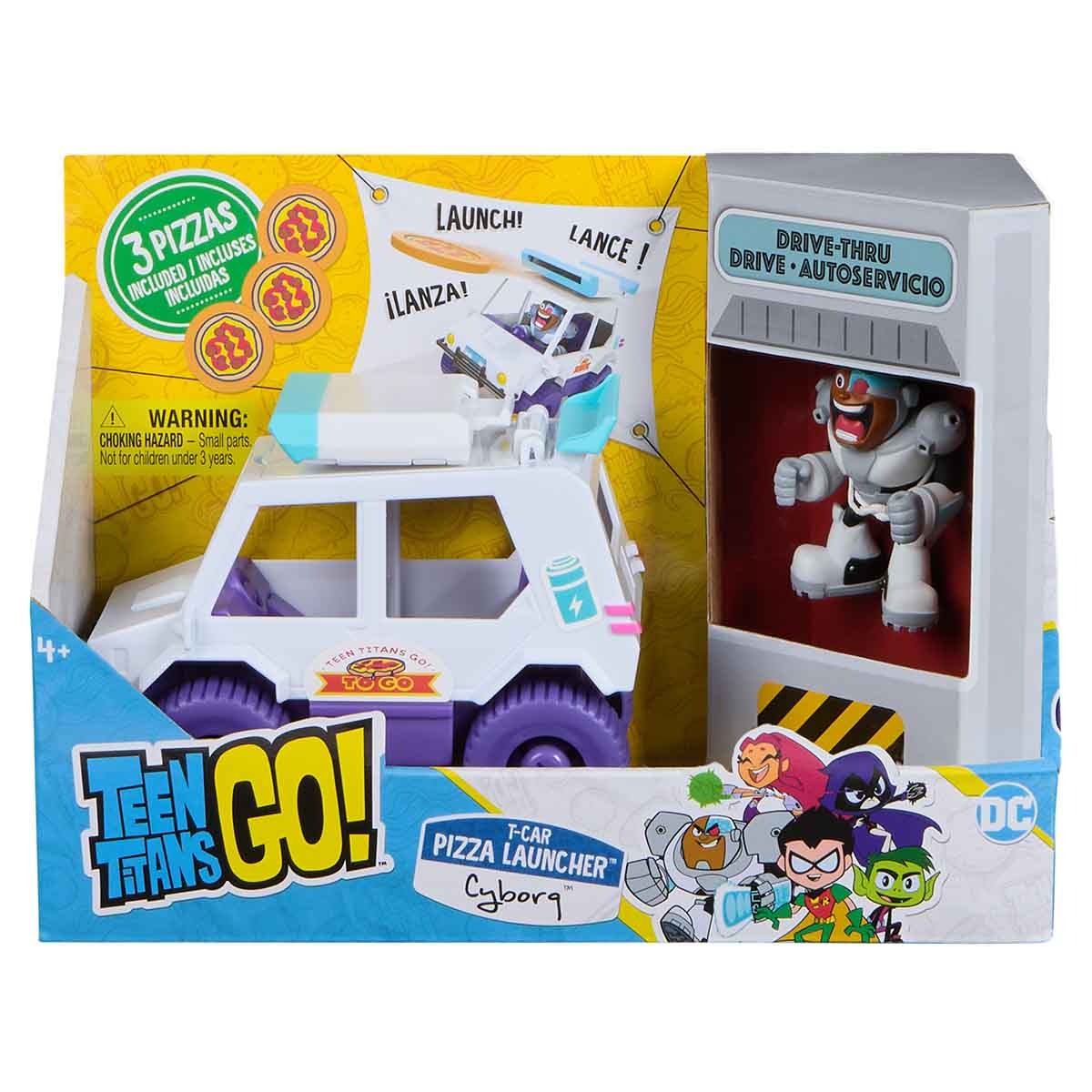 Carrinho T-Car Lancador De Pizza E Cyborg Jovens Titas Acao