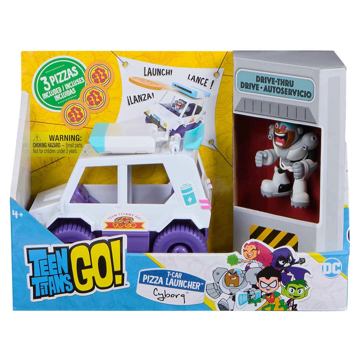 Carrinho T-Car Lancador De Pizza E Cyborg Jovens Titas Acao