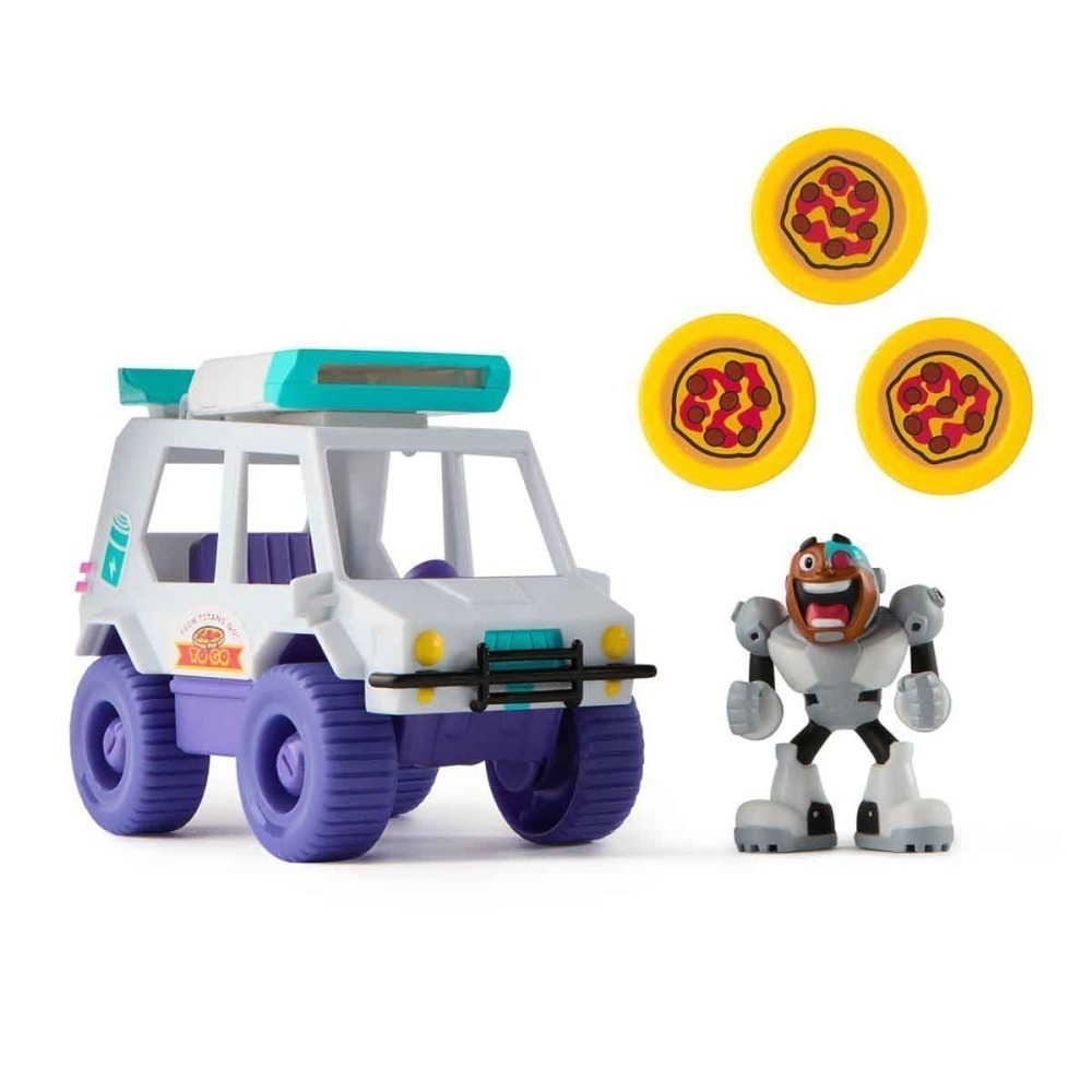 Carrinho T-Car Lancador De Pizza E Cyborg Jovens Titas Acao