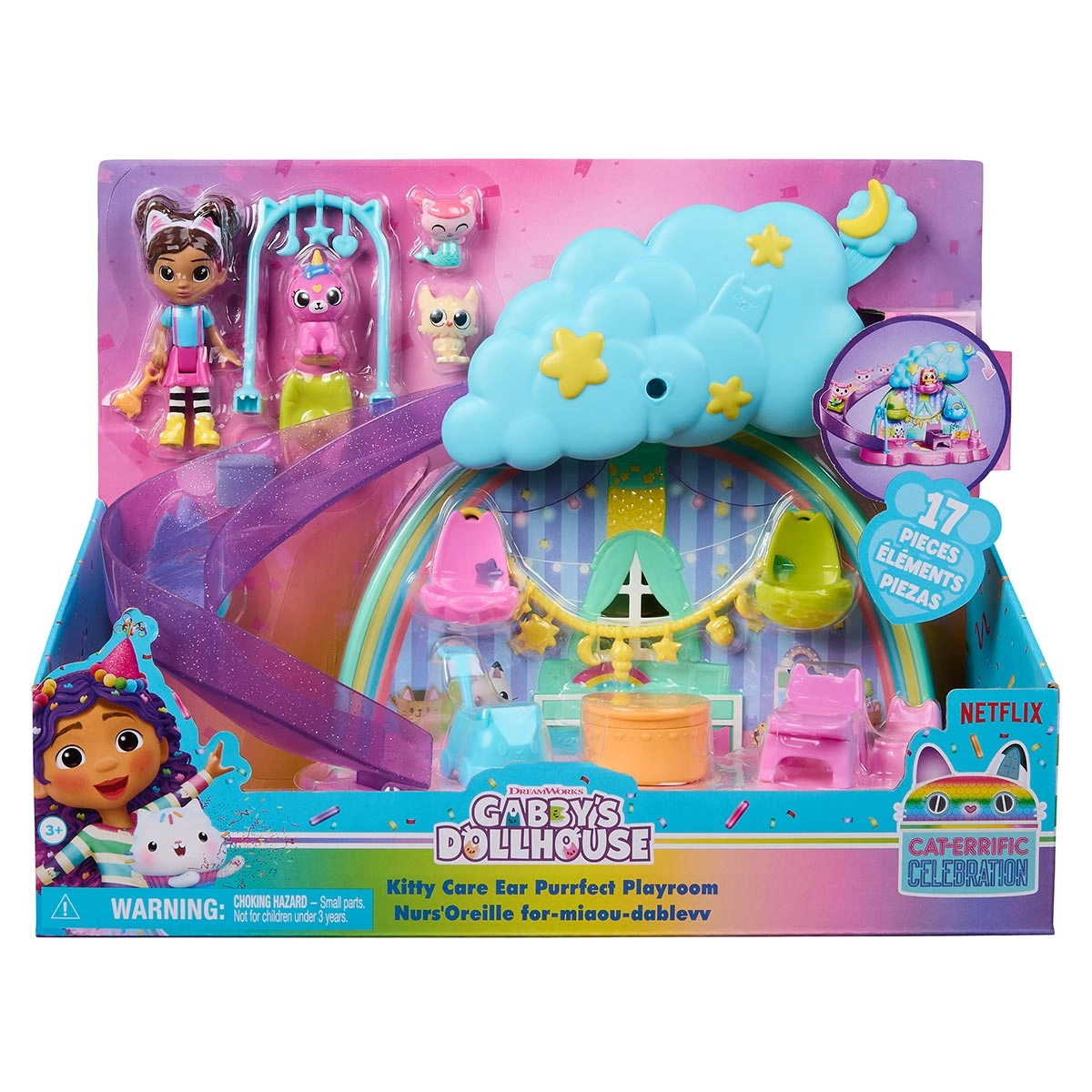 Playset Kitty Care 4 Bonecos e Acessorios Gabby's Dollhouse