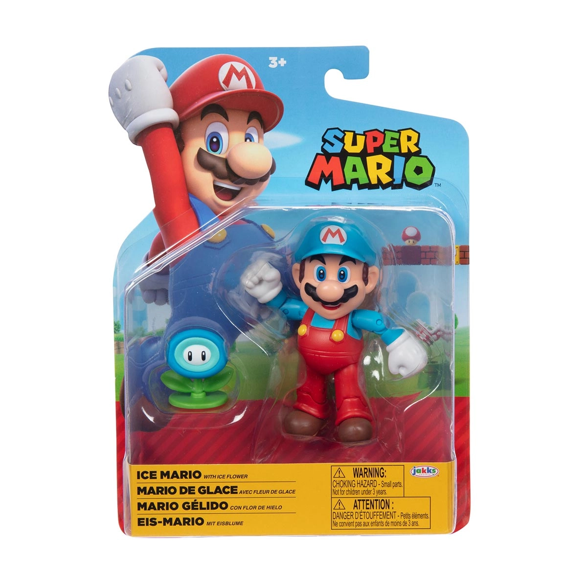 Boneco Mario de Gelo de 9cm com Flor de Gelo - Super Mario