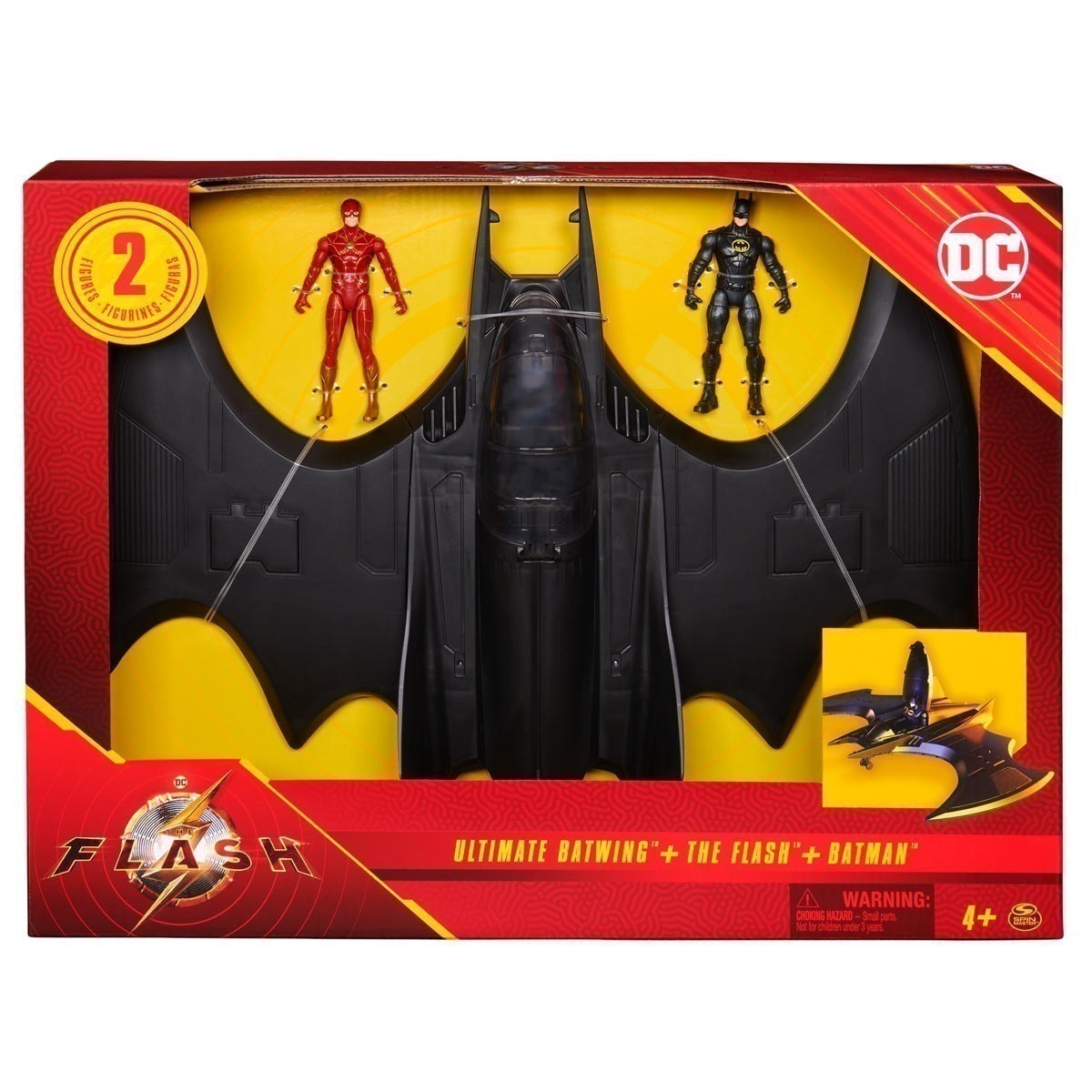 The Flash - Veículo Asa De Morcego Com 2 Bonecos De 10Cm Dc
