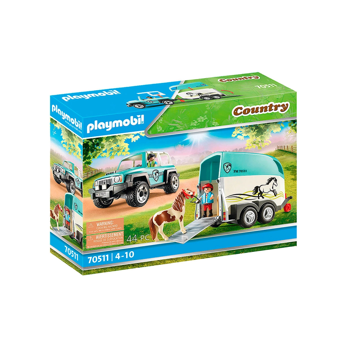 Playmobil - Carro Com Reboque Para Pónei - Country - 70511 Playmobil - Carro Com Reboque Para Pónei - Country - 70511