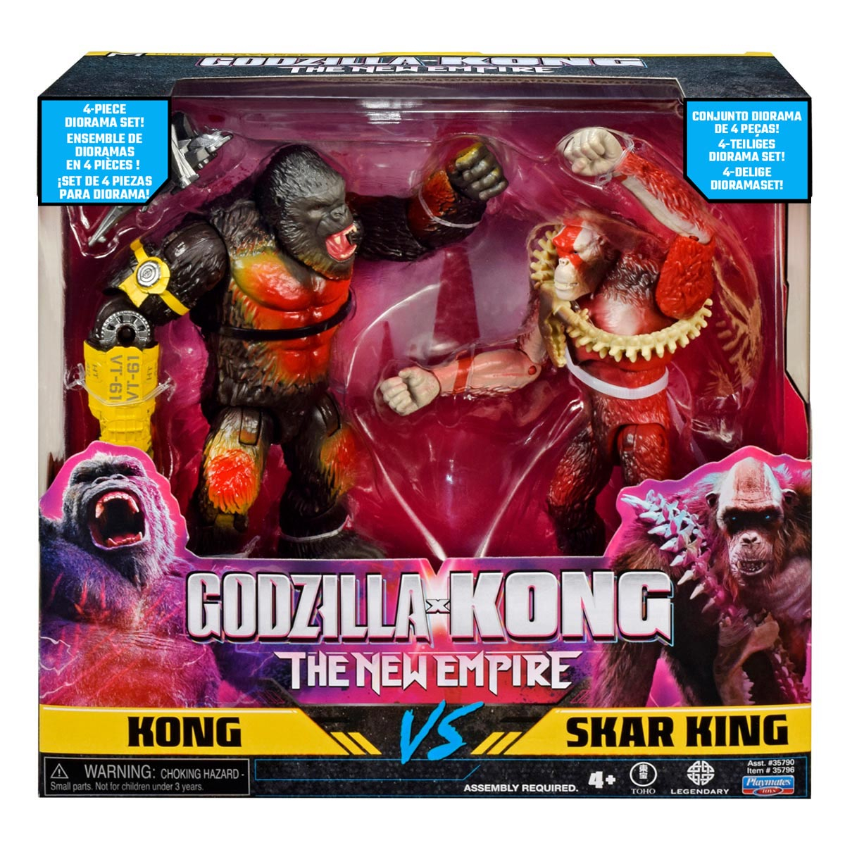 2 Bonecos Kong Vs Skar King De 15Cm Com Acessórios Godzilla