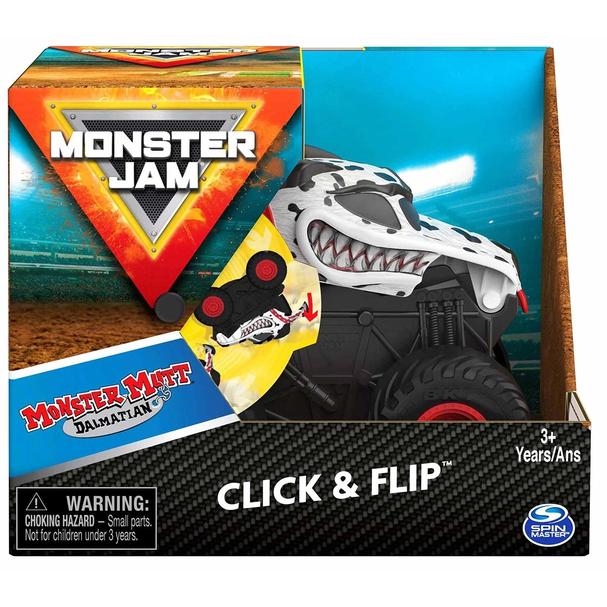 Carrinho Monster Jam Escala 1:43 - Click & Flip - Dalmatian