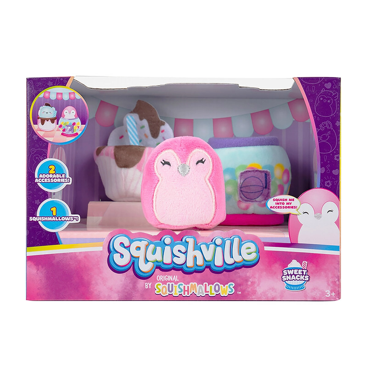 Squishville - Mini Squishmallows +2 Acessórios - Sweet Snacks