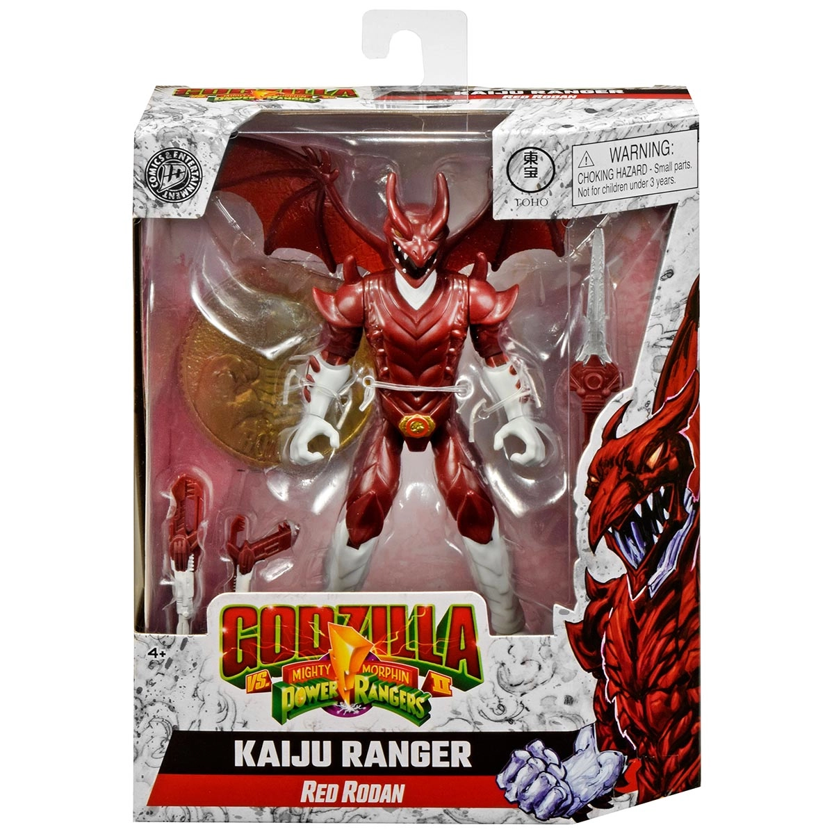 Boneco Rodan Vermelho + Acessórios - Power Rangers Kaiju