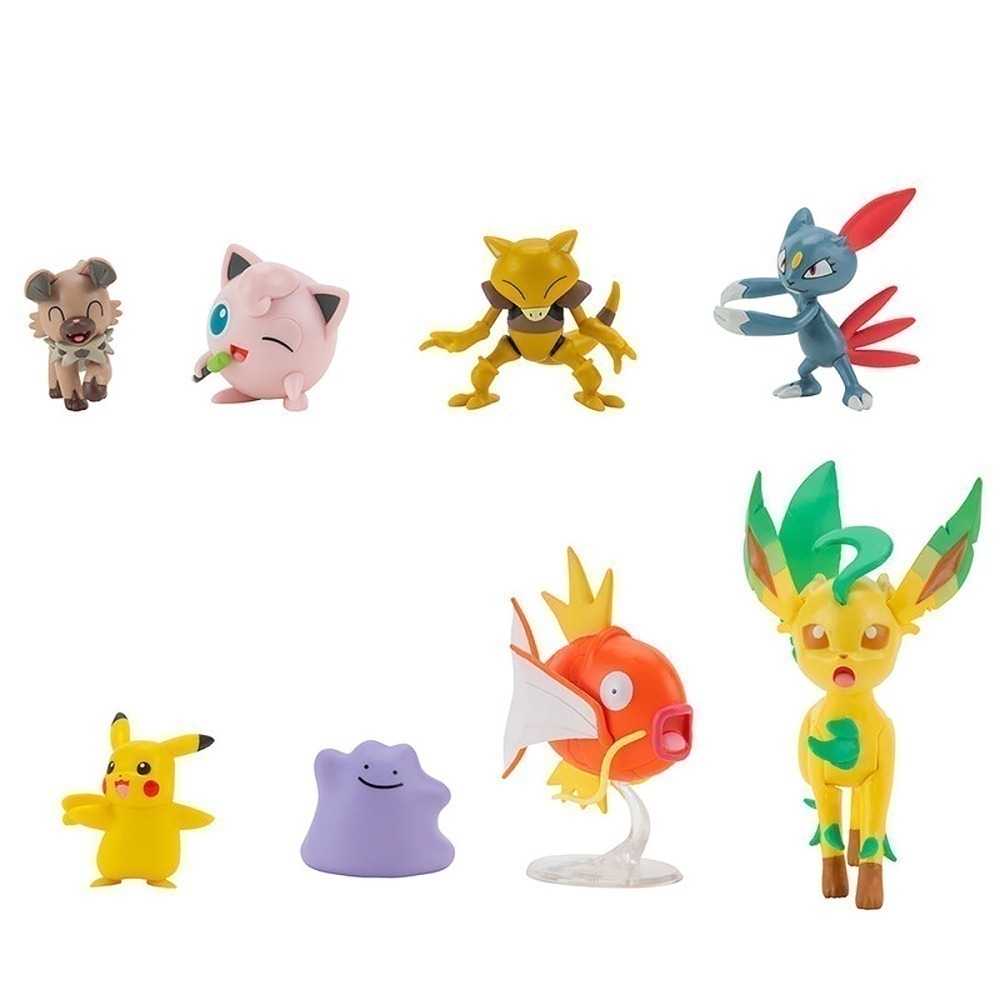 Pokemon - Kit 8 Figuras De Batalha - Pikachu, Abra, Leafeon