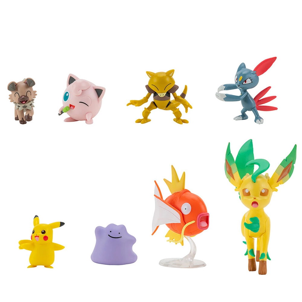 Pokemon - Kit 8 Figuras De Batalha - Pikachu, Abra, Leafeon