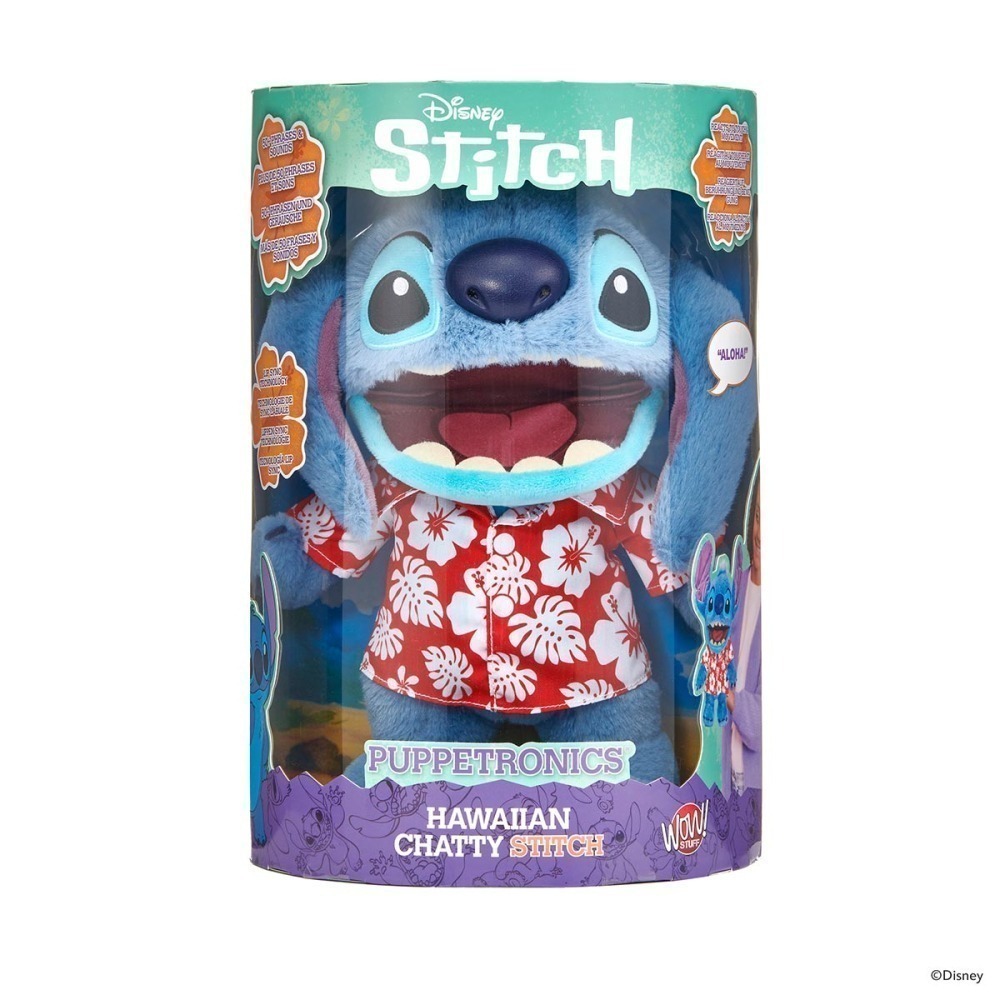 Stitch Wow - Pelucia 30cm Stitch Havaiano Animatronico