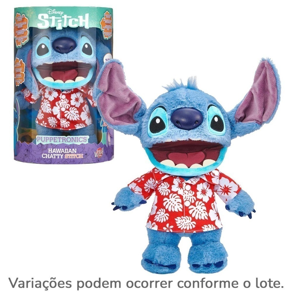 Stitch Wow - Pelucia 30cm Stitch Havaiano Animatronico