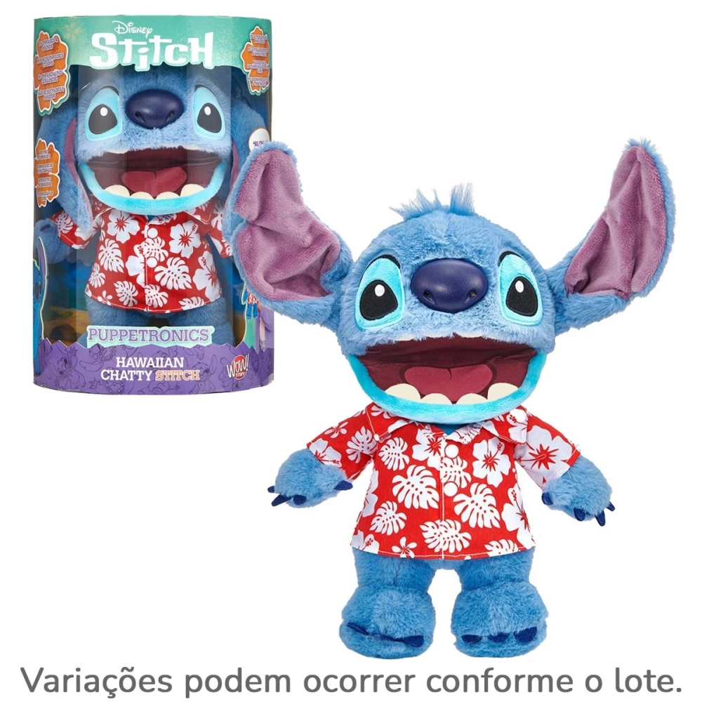 Stitch Wow - Pelucia 30cm Stitch Havaiano Animatronico